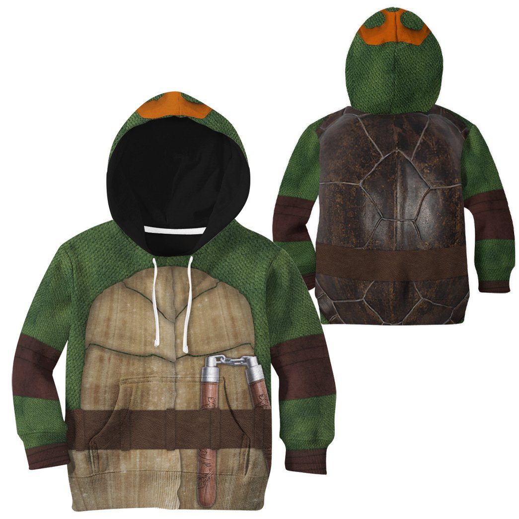 Gearhuman 3D Michelangelo TMNT Mike Mikey Cosplay Custom Tshirt Hoodie Apparel Kids GV23123 Kid 3D Apparel 