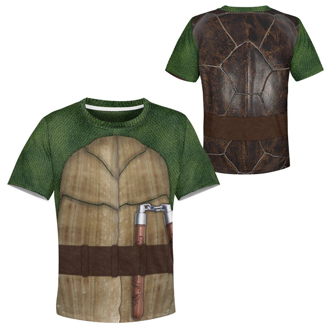 Gearhuman 3D Michelangelo TMNT Mike Mikey Cosplay Custom Tshirt Hoodie Apparel Kids GV23123 Kid 3D Apparel 