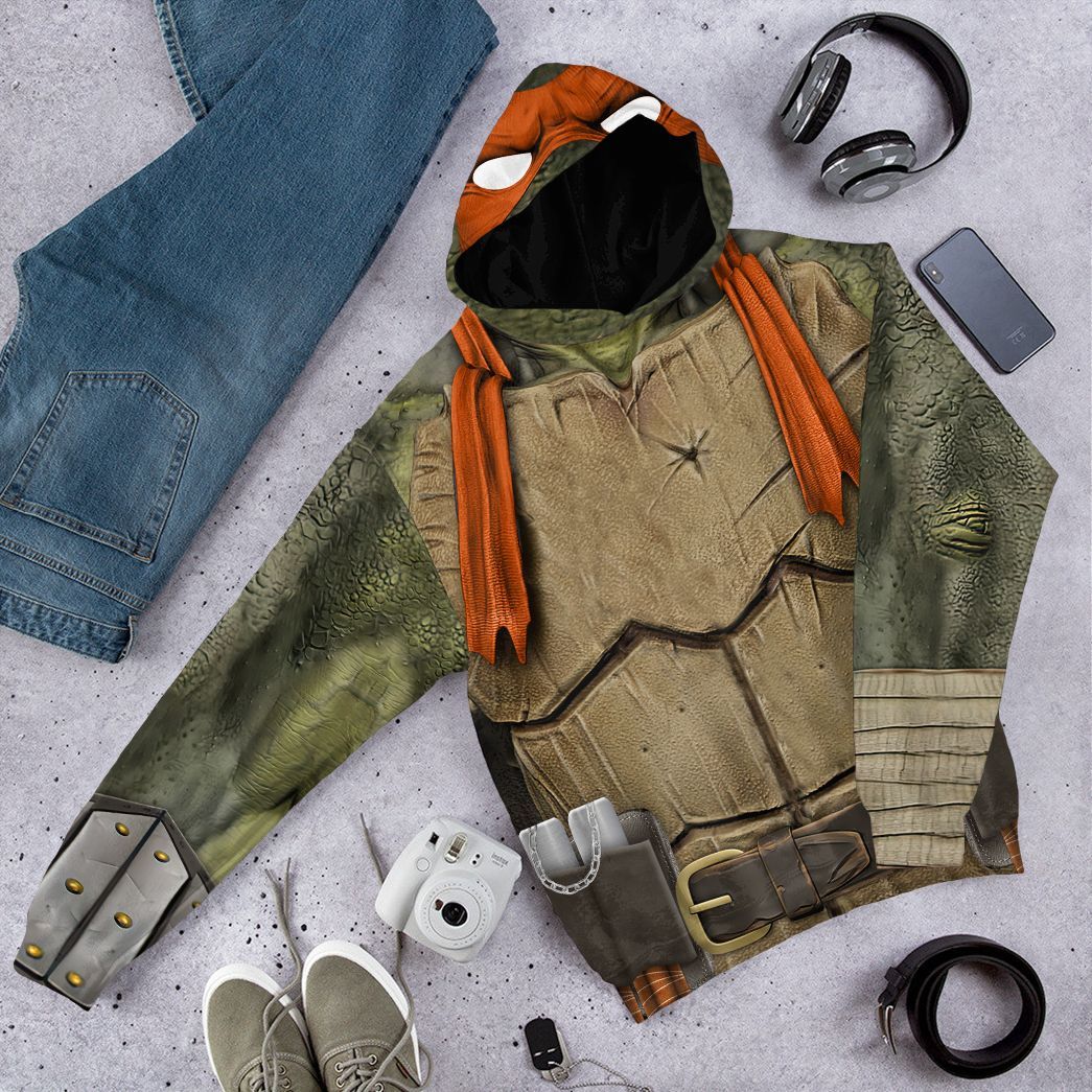 Gearhuman 3D Michelangelo TMNT Mike Mikey Orange Cosplay Custom Tshirt Hoodie Apparel CV07016 3D Apparel 