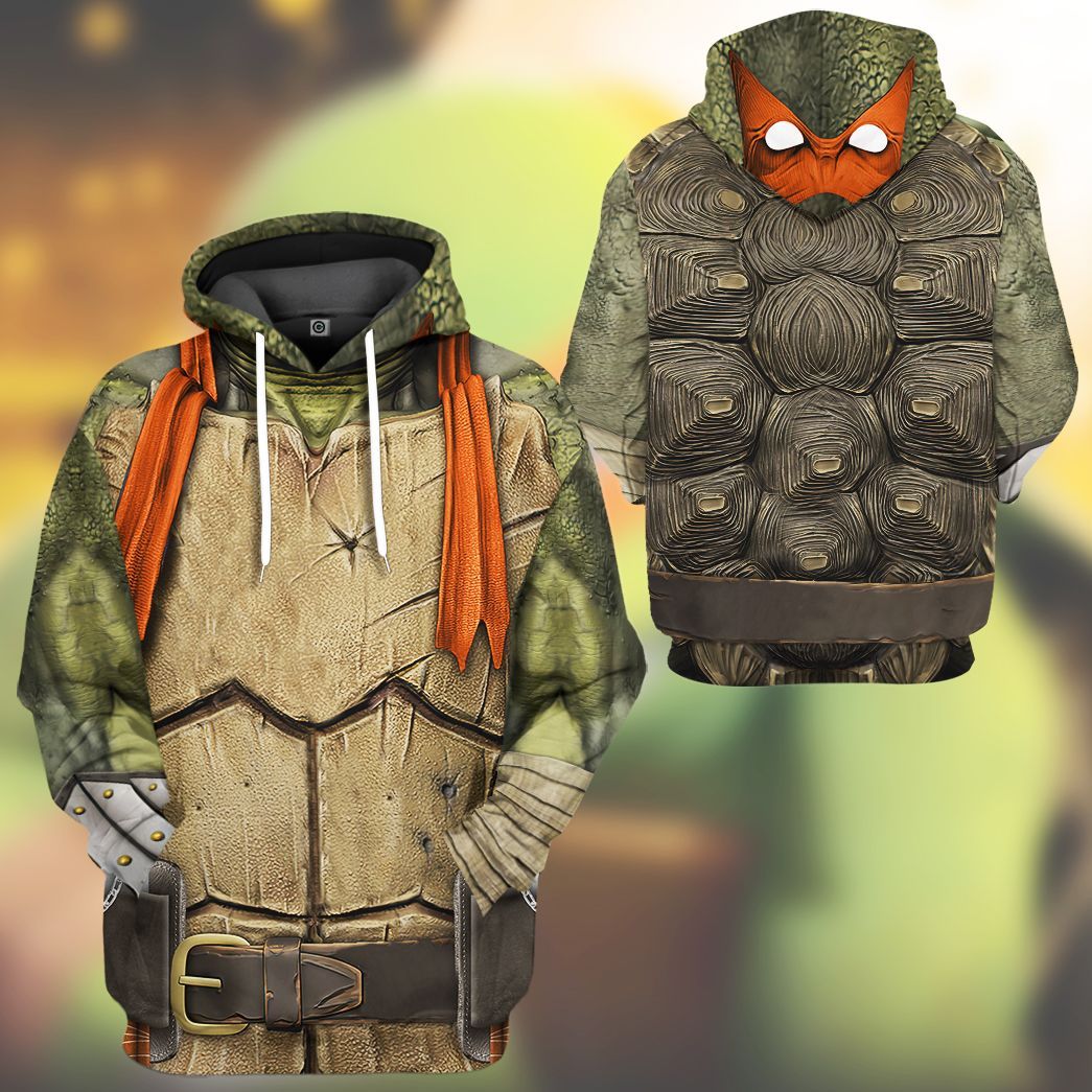 Gearhuman 3D Michelangelo TMNT Mike Mikey Orange Cosplay Custom Tshirt Hoodie Apparel CV07016 3D Apparel 