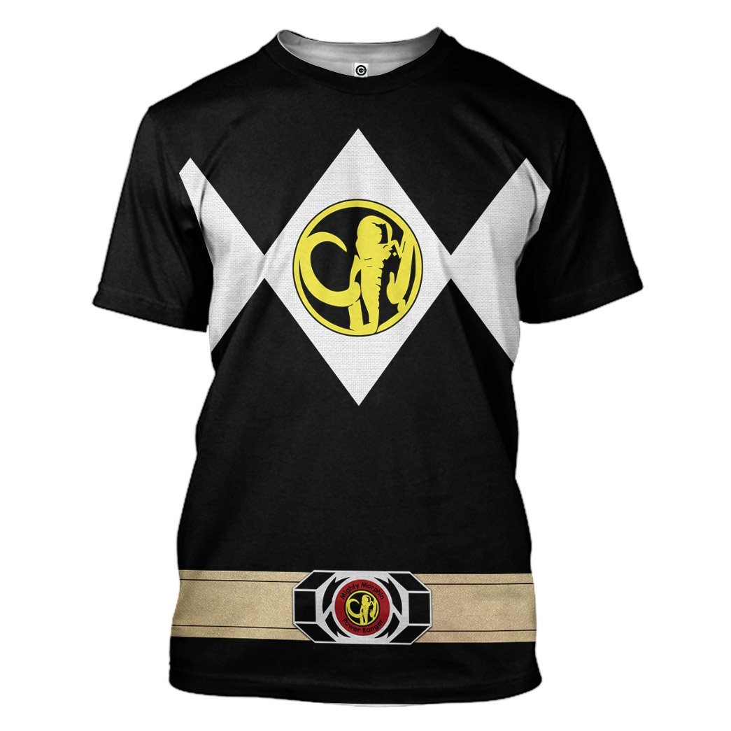 Gearhuman 3D Mighty Morphin Power Ranger Black Tshirt Hoodie Apparel GK190113 3D Apparel T-Shirt S 