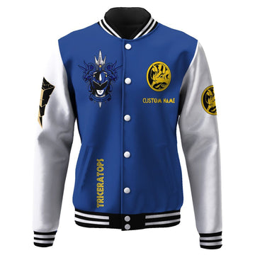 Gearhuman 3D Mighty Morphin Power Ranger Blue Custom Name Baseball Jacket GK20018 Baseball Jacket 