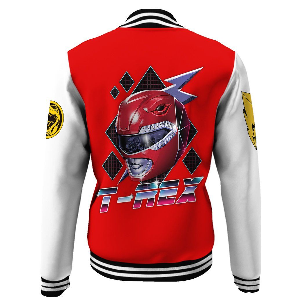 Gearhuman 3D Mighty Morphin Power Ranger Red Custom Name Baseball Jacket GK200112 Baseball Jacket 