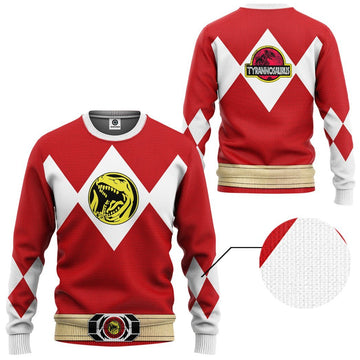 Gearhumans 3D Mighty Morphin Power Ranger Red Tshirt Hoodie Apparel