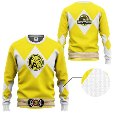 Gearhumans 3D Mighty Morphin Power Ranger Yellow Tshirt Hoodie Apparel
