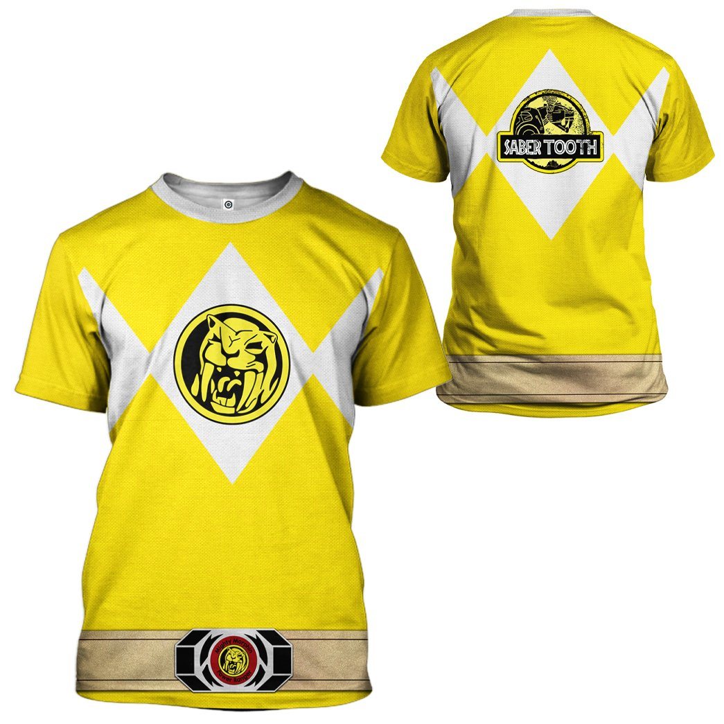 Gearhuman 3D Mighty Morphin Power Ranger Yellow Tshirt Hoodie Apparel GK190114 3D Apparel 