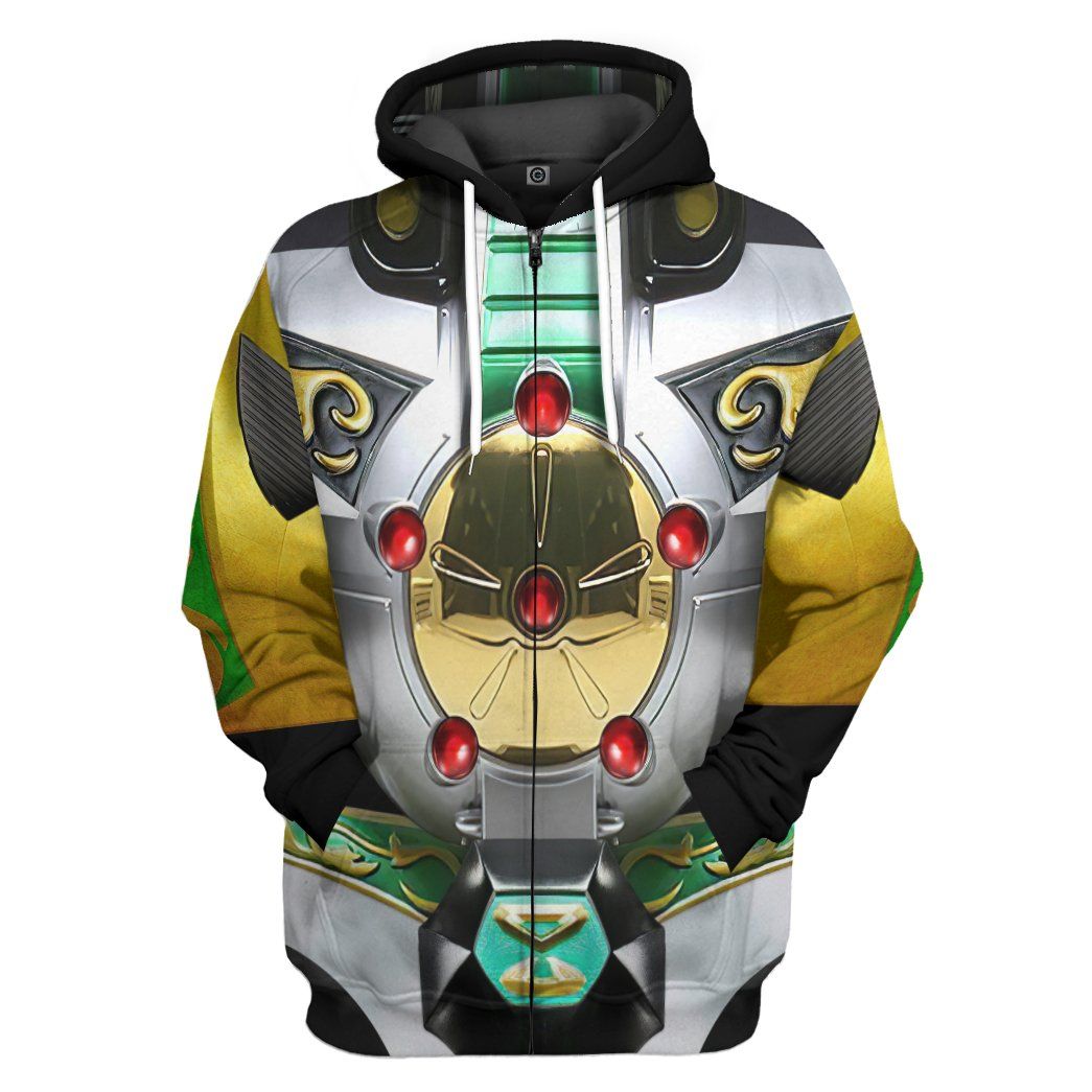 Gearhuman 3D Mighty Morphin Power Rangers Dragonzord Custom Tshirt Hoodie Apparel GW14062111 3D Apparel Zip Hoodie S 