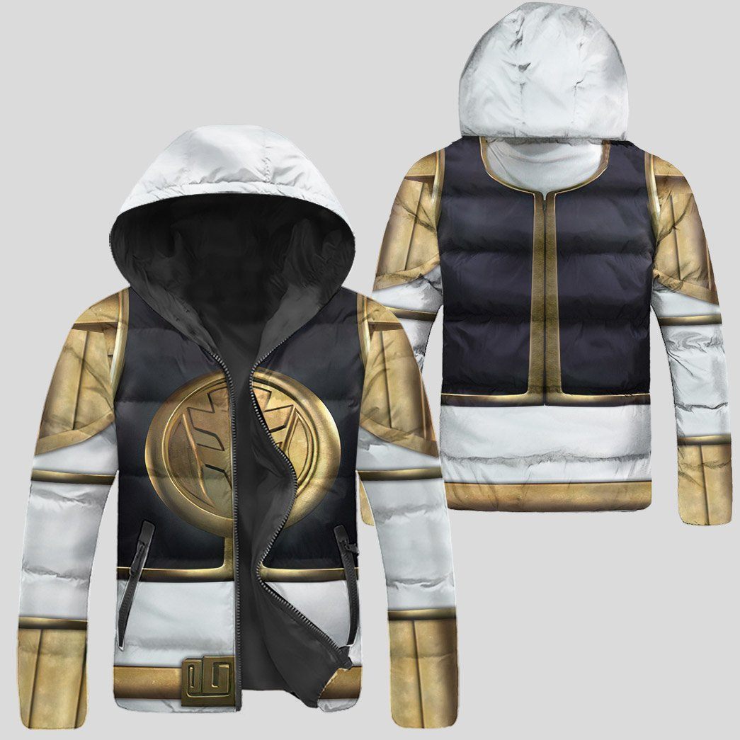Gearhuman 3D Mighty Morphin White Power Rangers Custom Down Jacket GV19109 Down Jacket 
