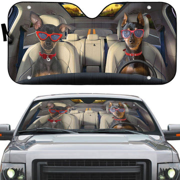 Gearhumans 3D Miniature Pinscher Dog Auto Car Sunshade