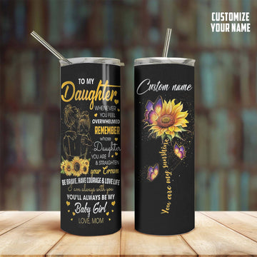 Gearhumans 3D Mom To Daughter Sunflower Custom Name Design Insulated Vacuum Tumbler