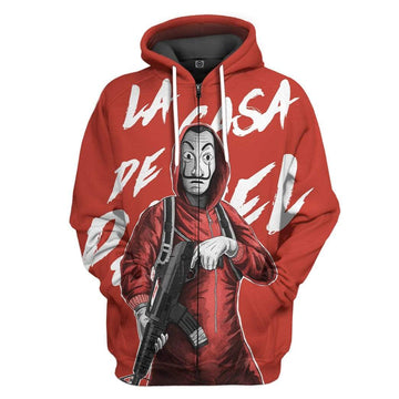 Gearhumans 3D Money Heist Custom Hoodie Apparel