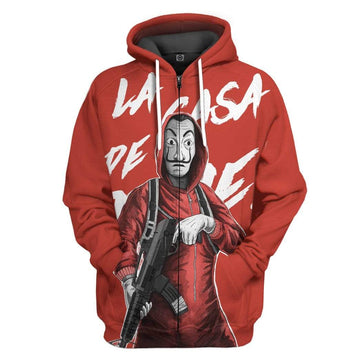 Gearhumans 3D Money Heist La Casa De Papel Custom Hoodie Apparel