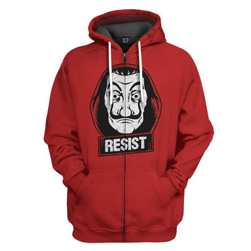 Gearhumans 3D Money Heist Resist Custom Hoodie Apparel