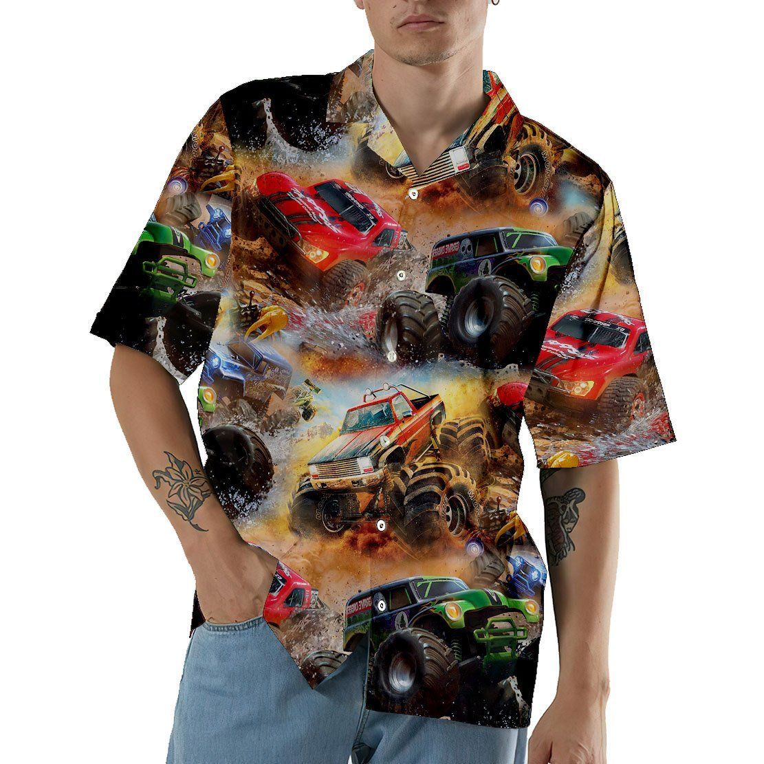Gearhuman 3D Monster Truck Hawaii Shirt ZK1106219 Hawai Shirt 