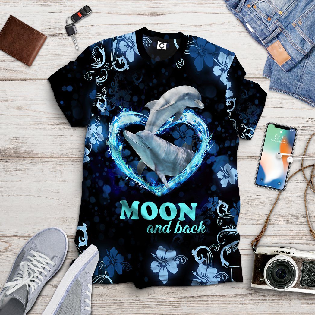 Gearhuman 3D Moon And Back Couple Dolphin Tshirt Hoodie Apparel GB12012 3D Apparel 