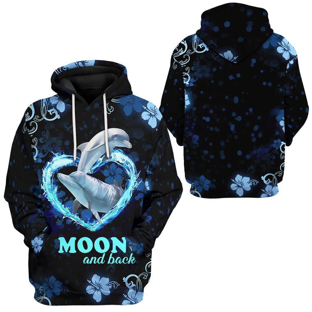 Gearhuman 3D Moon And Back Couple Dolphin Tshirt Hoodie Apparel GB12012 3D Apparel 