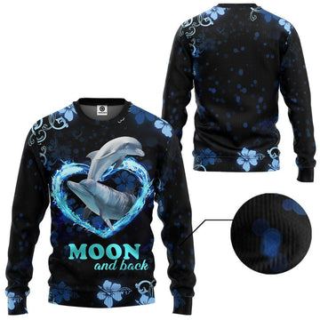 Gearhumans 3D Moon And Back Couple Dolphin Tshirt Hoodie Apparel