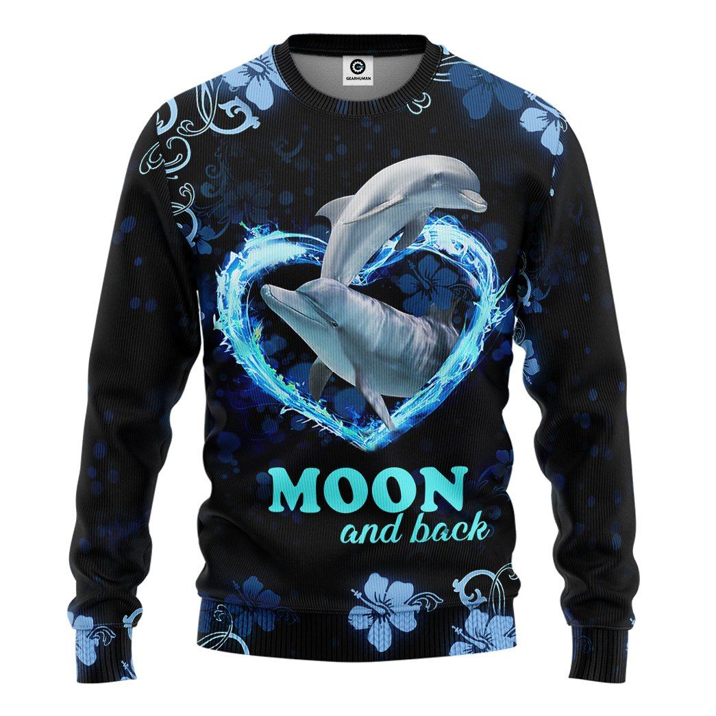 Gearhuman 3D Moon And Back Couple Dolphin Tshirt Hoodie Apparel GB12012 3D Apparel Long Sleeve S 