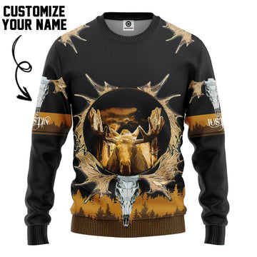 Gearhumans 3D Moose Hunting Custom Name Tshirt Hoodie Apparel