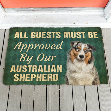 Gearhumans 3D Must Be Approved By Our Australian Shepherd Custom Doormat