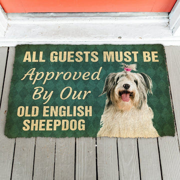 Gearhumans 3D Must Be Approved By Our Old English Sheepdog Pinscher Custom Doormat