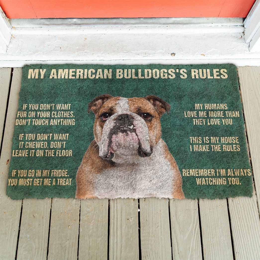 Gearhuman 3D My American Bulldog's Rules Doormat GK280134 Doormat