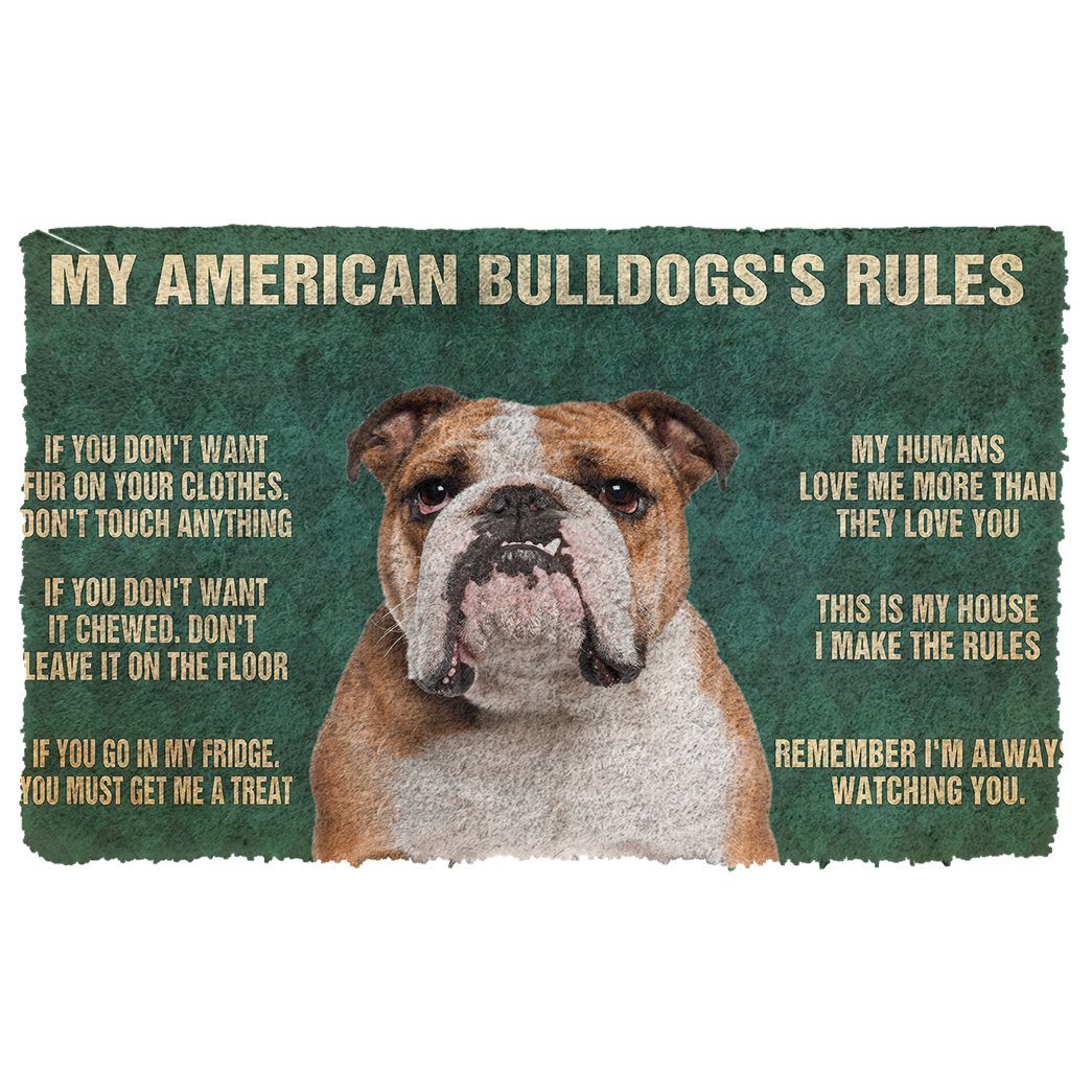 Gearhuman 3D My American Bulldog's Rules Doormat GK280134 Doormat Doormat S(15,8''x23,6'')