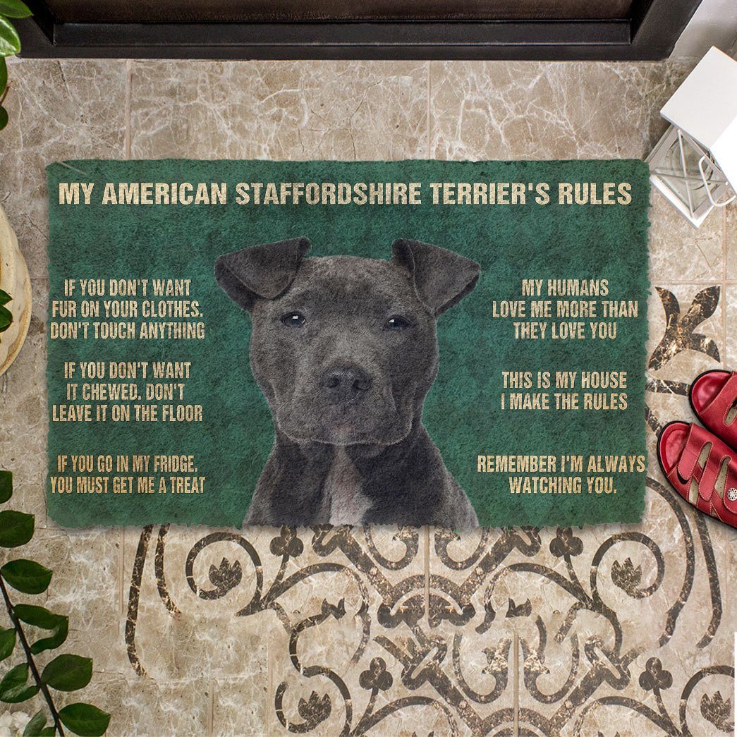 Gearhuman 3D My American Staffordshire Terrier's Rules Doormat GK280133 Doormat