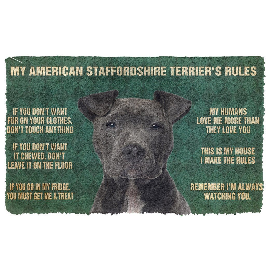 Gearhuman 3D My American Staffordshire Terrier's Rules Doormat GK280133 Doormat Doormat S(15,8''x23,6'')