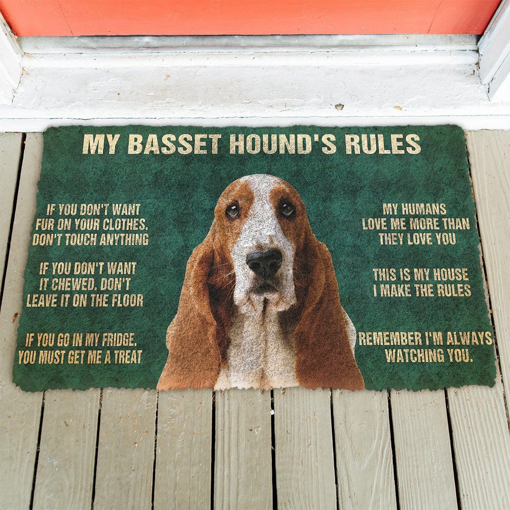 Gearhuman 3D My Basset Hound's Rules Doormat GK280125 Doormat