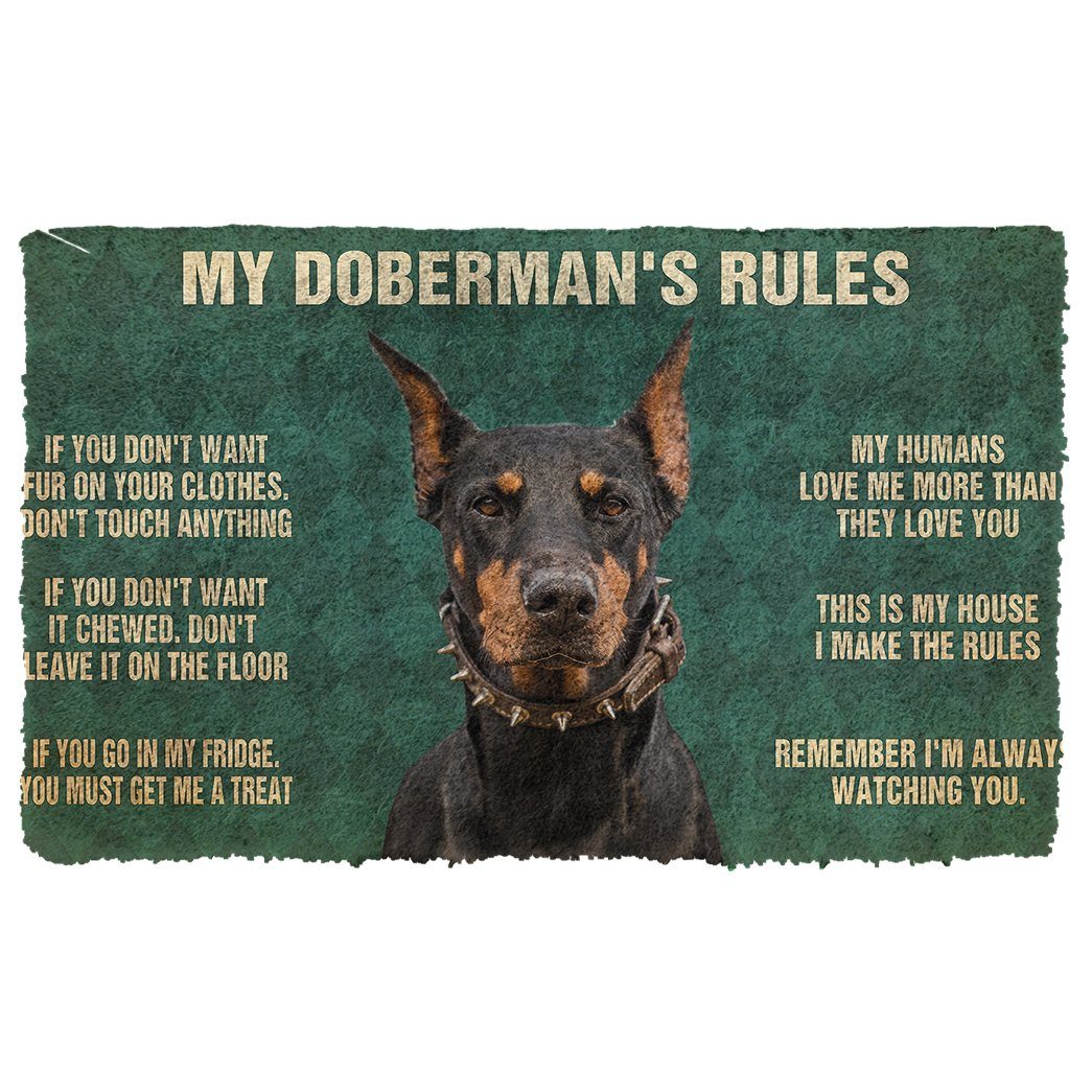 Gearhuman 3D My Doberman's Rules Doormat GK280139 Doormat Doormat S(15,8''x23,6'')