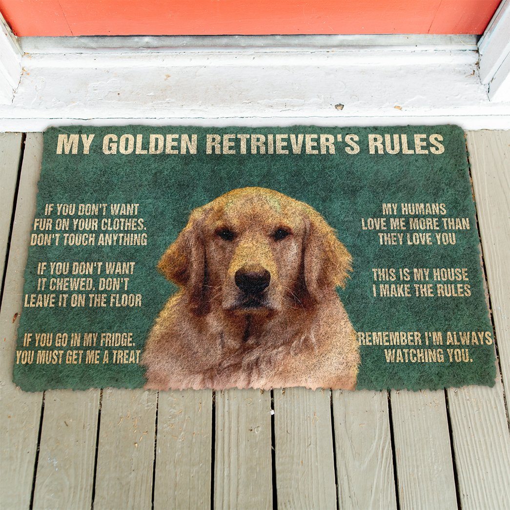 Gearhuman 3D My Golden Retriever's Rules Doormat GK280129 Doormat