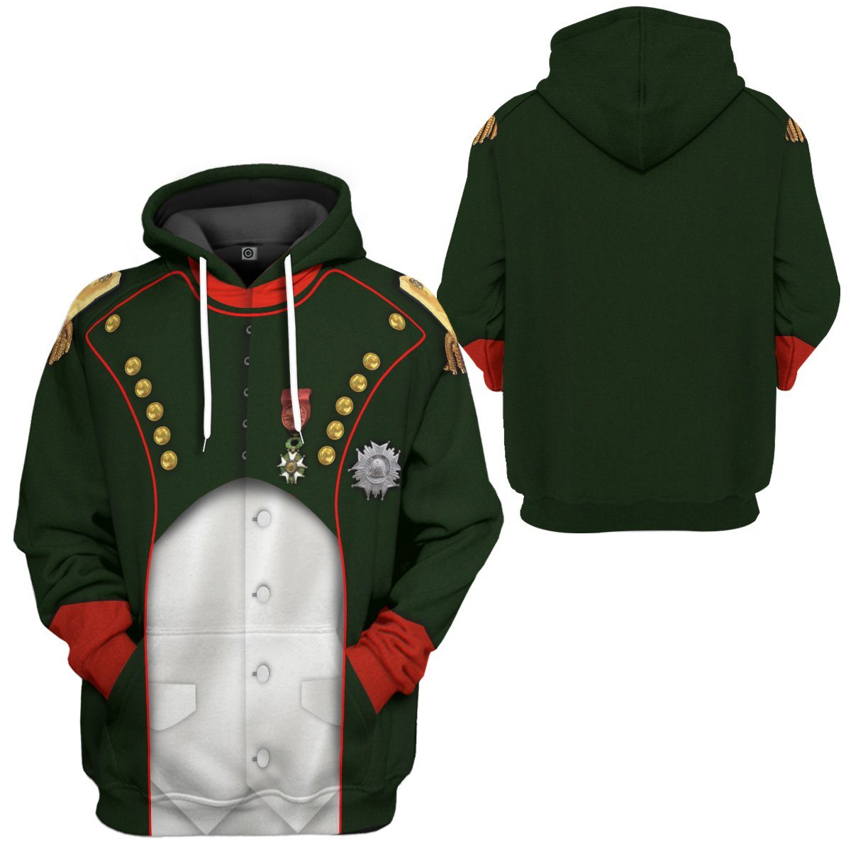 Gearhuman 3D Napoleon Bonaparte Uniform Custom Hoodie Apparel GV11092 3D Custom Fleece Hoodies 