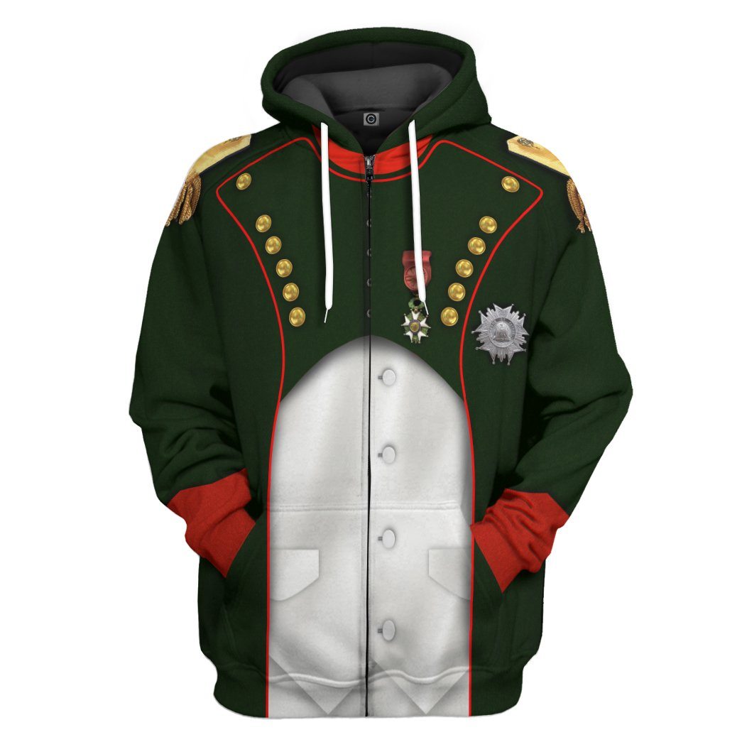 Gearhuman 3D Napoleon Bonaparte Uniform Custom Hoodie Apparel GV11092 3D Custom Fleece Hoodies Zip Hoodie S 