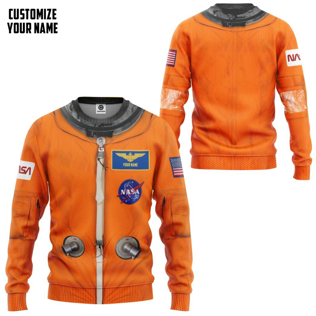 Gearhuman 3D NASA Orange Space Suit Custom Name Sweatshirt Apparel GW21096 Sweatshirt 