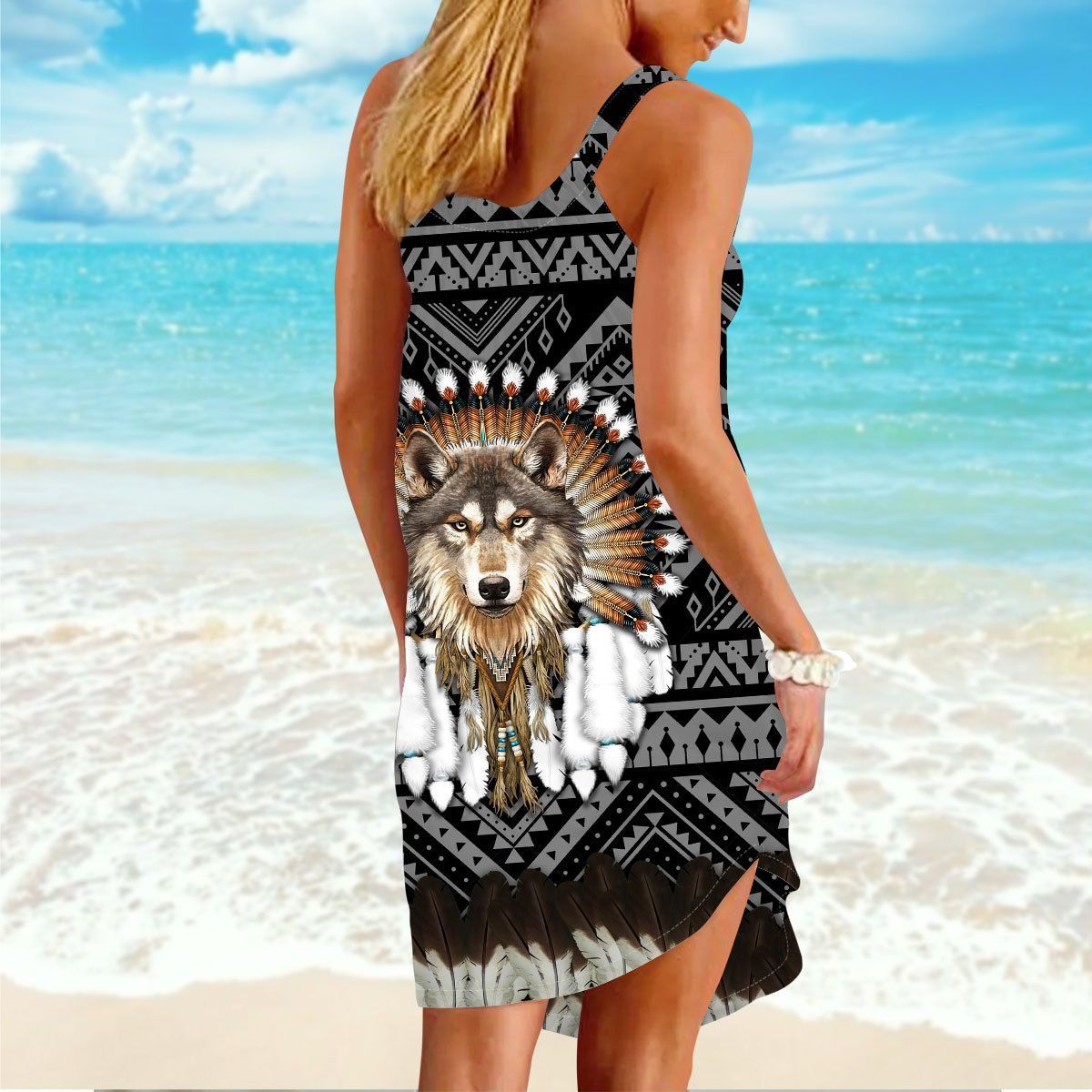 Gearhuman 3D Native American Sleeveless Beach Dress ZK2406211 Beach Dress 