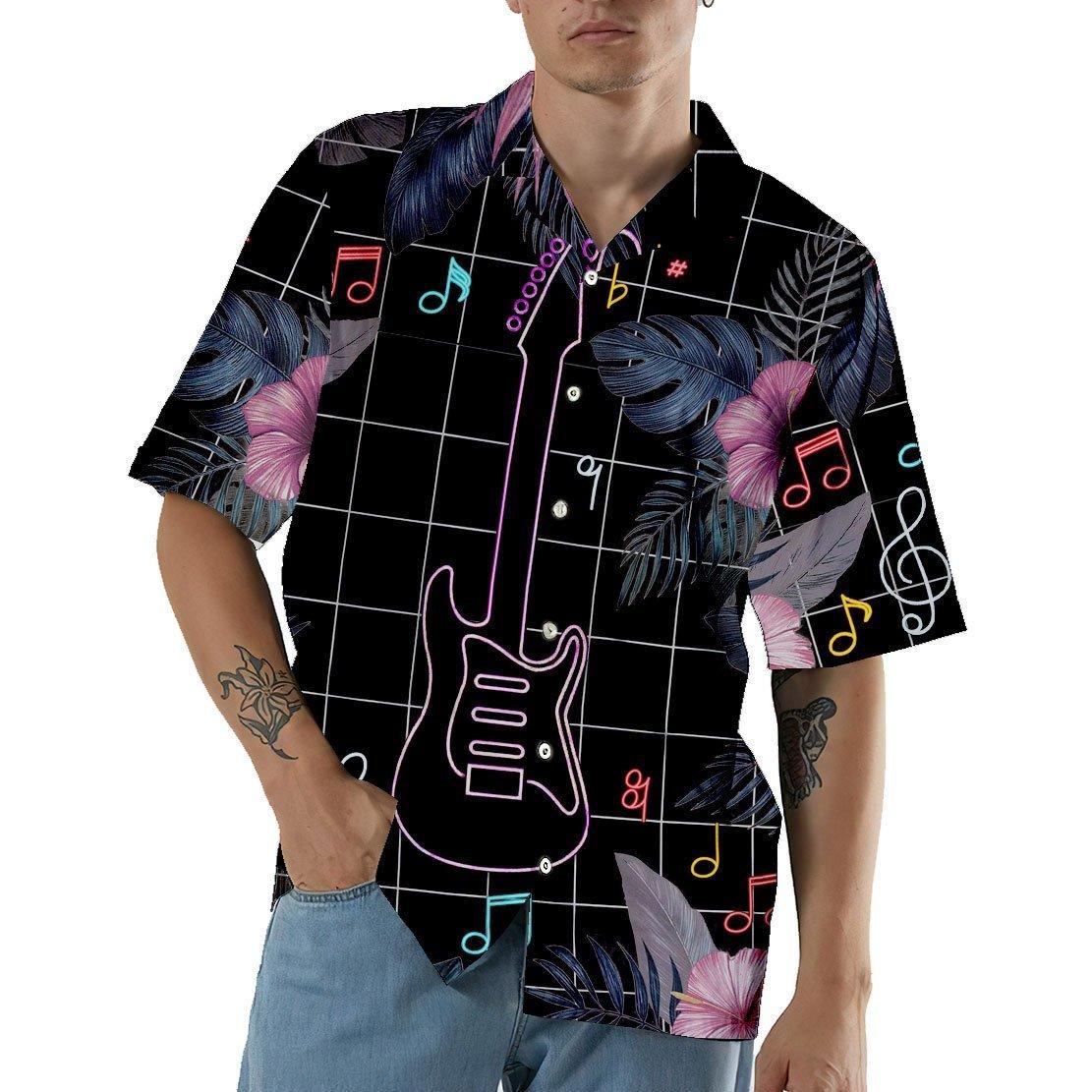 Gearhuman 3D Neon Electric Guitar Hawaii Shirt ZK0405211 Hawai Shirt 