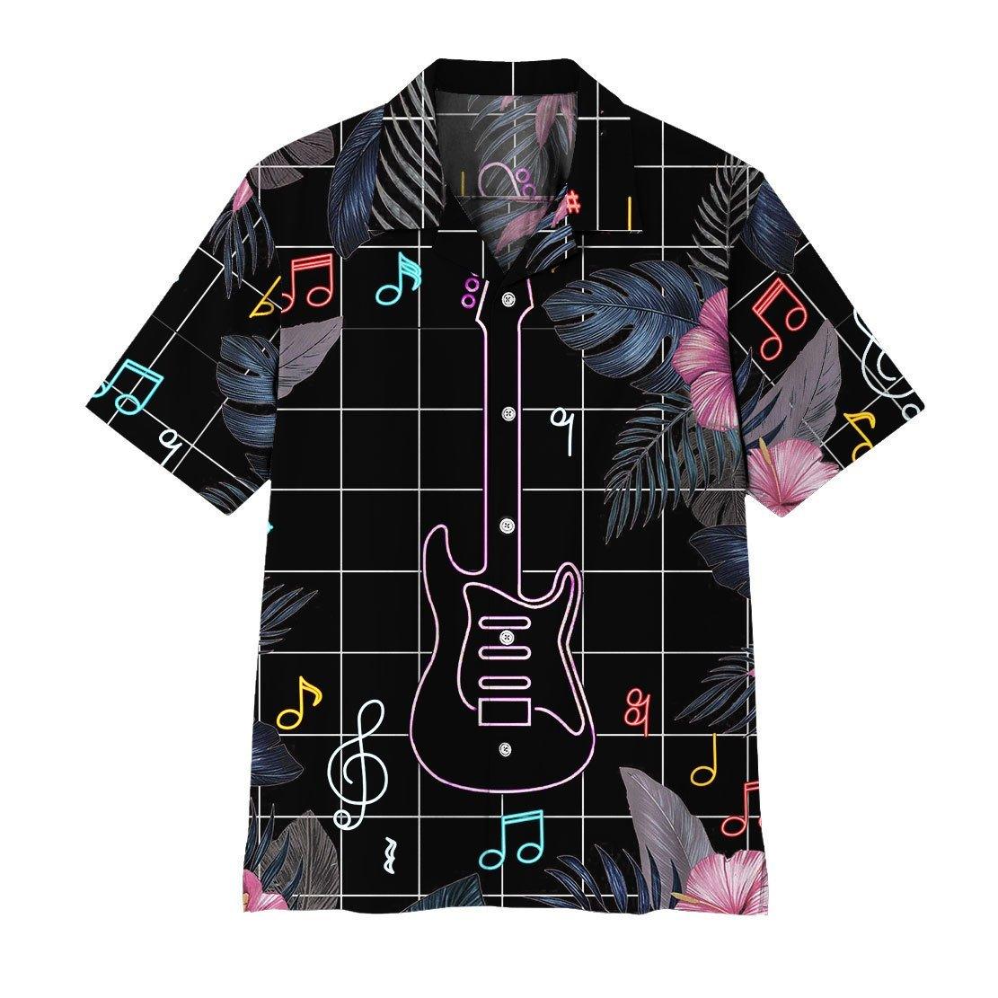 Gearhuman 3D Neon Electric Guitar Hawaii Shirt ZK0405211 Hawai Shirt Short Sleeve Shirt S 