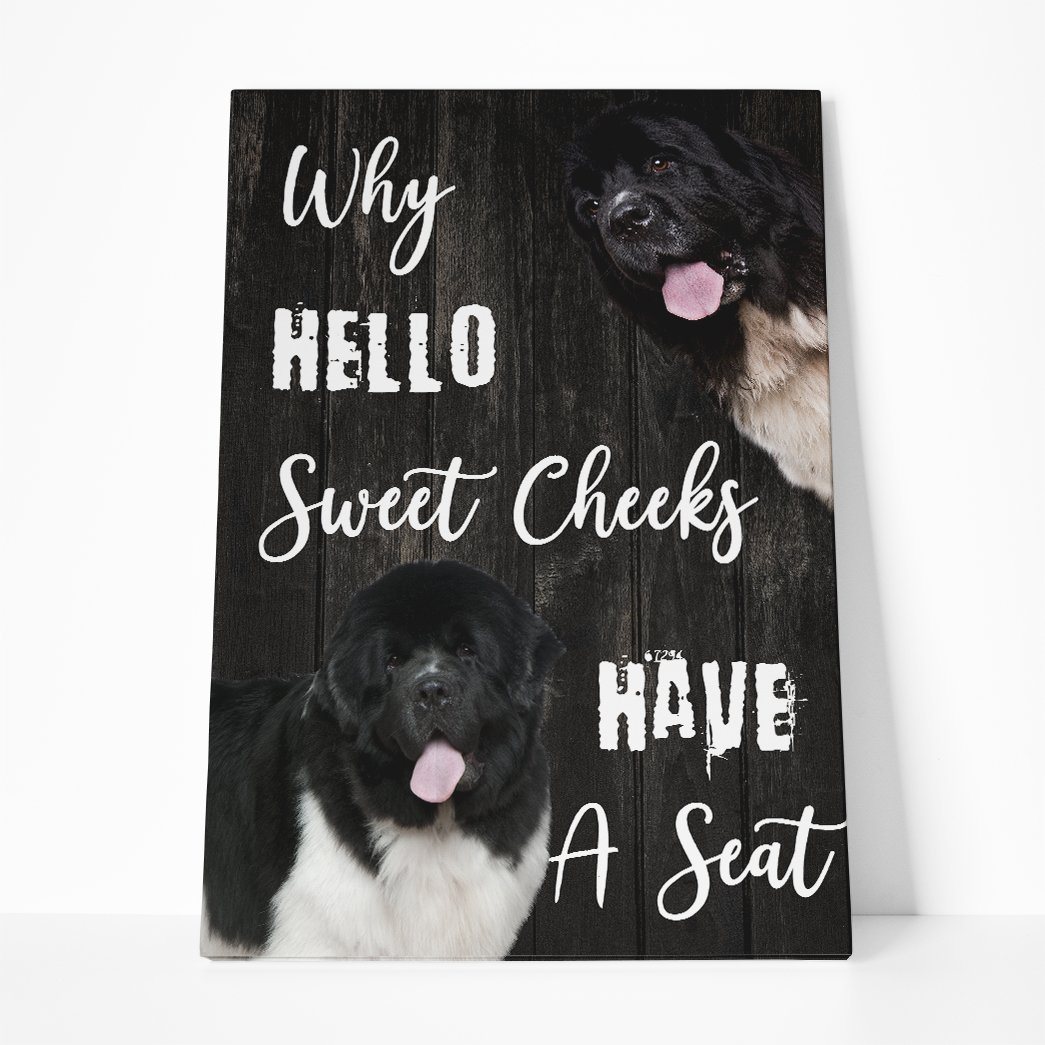 Gearhuman 3D NewFoundland Why Hello Sweet Cheeks Canvas GK260114 Canvas 1 Piece Non Frame M