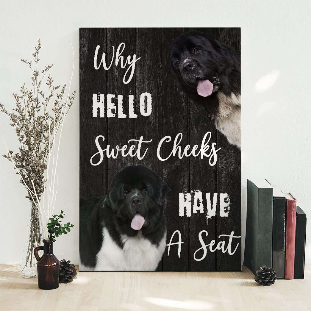 Gearhuman 3D NewFoundland Why Hello Sweet Cheeks Canvas GK260114 Canvas