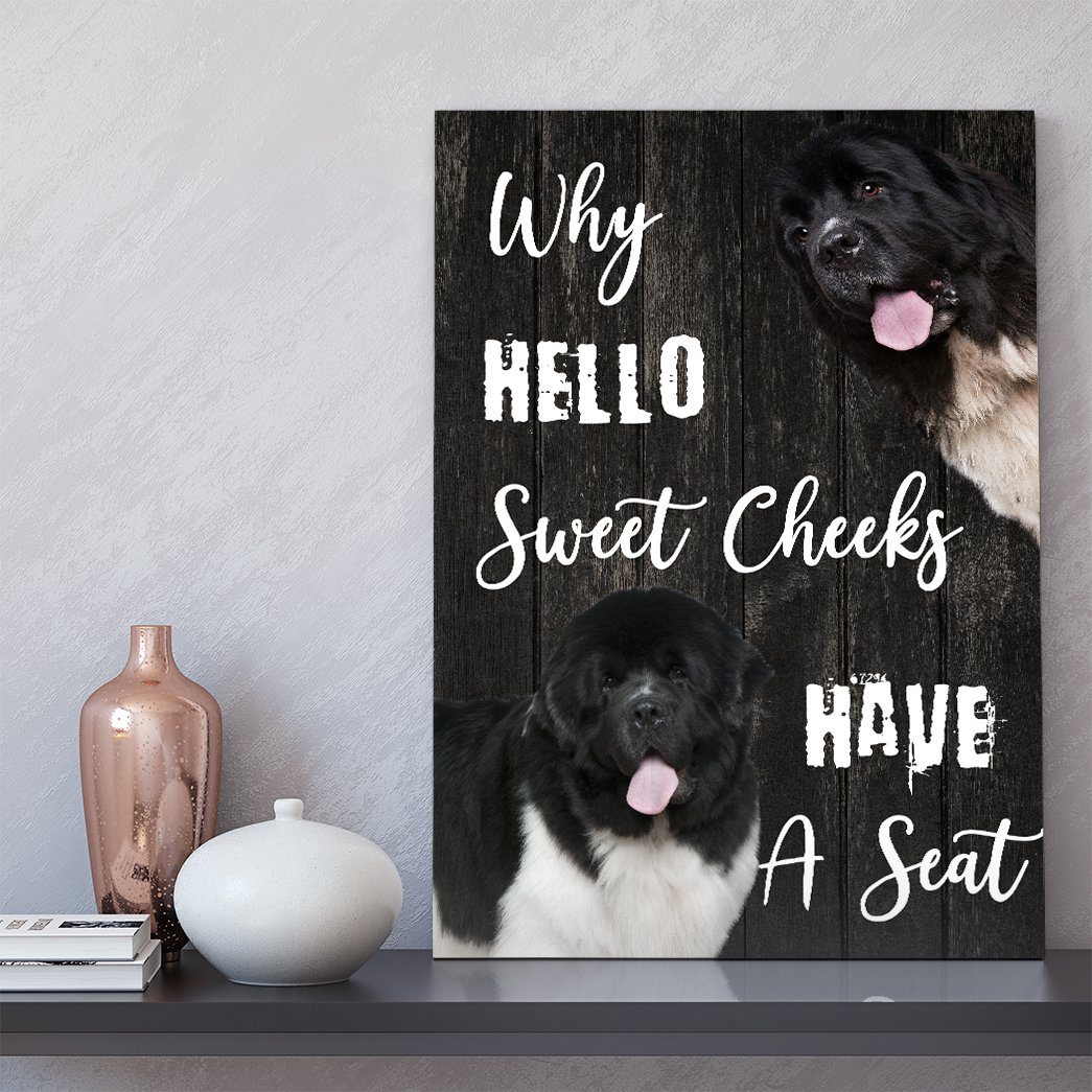 Gearhuman 3D NewFoundland Why Hello Sweet Cheeks Canvas GK260114 Canvas