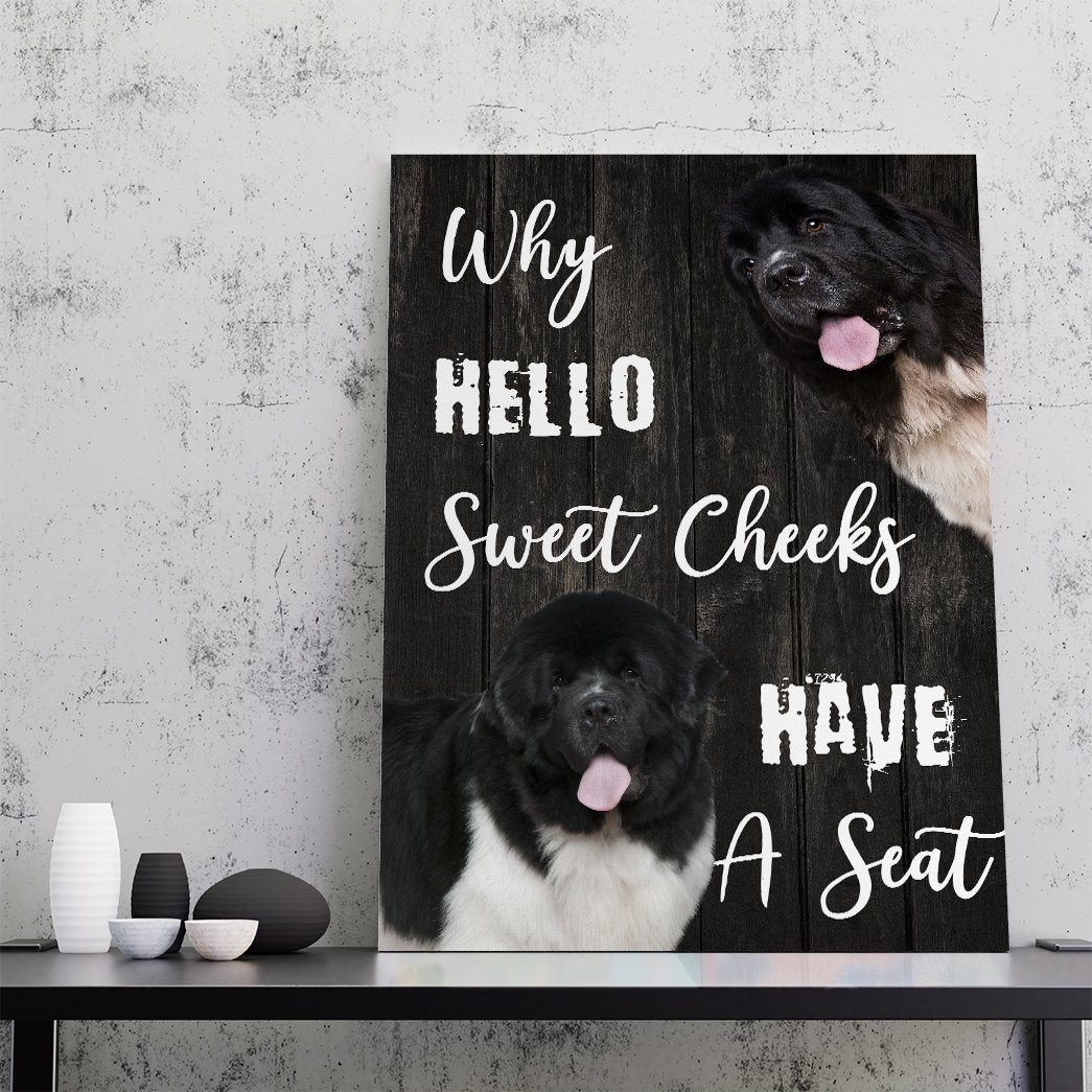 Gearhuman 3D NewFoundland Why Hello Sweet Cheeks Canvas GK260114 Canvas