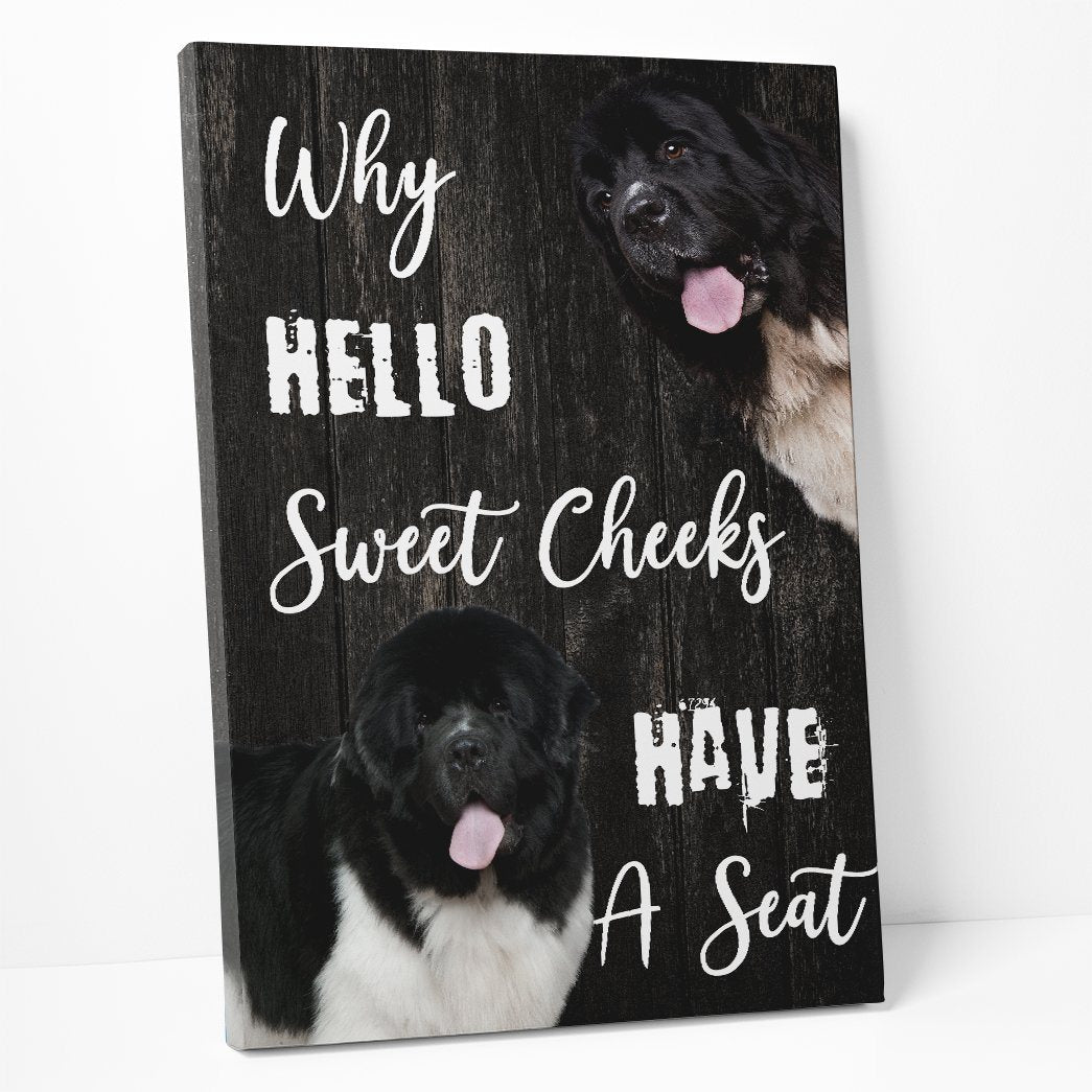 Gearhuman 3D NewFoundland Why Hello Sweet Cheeks Canvas GK260114 Canvas