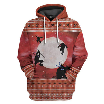 Gearhumans 3D Ninja Ugly Christmas Sweater Custom Hoodie Apparel