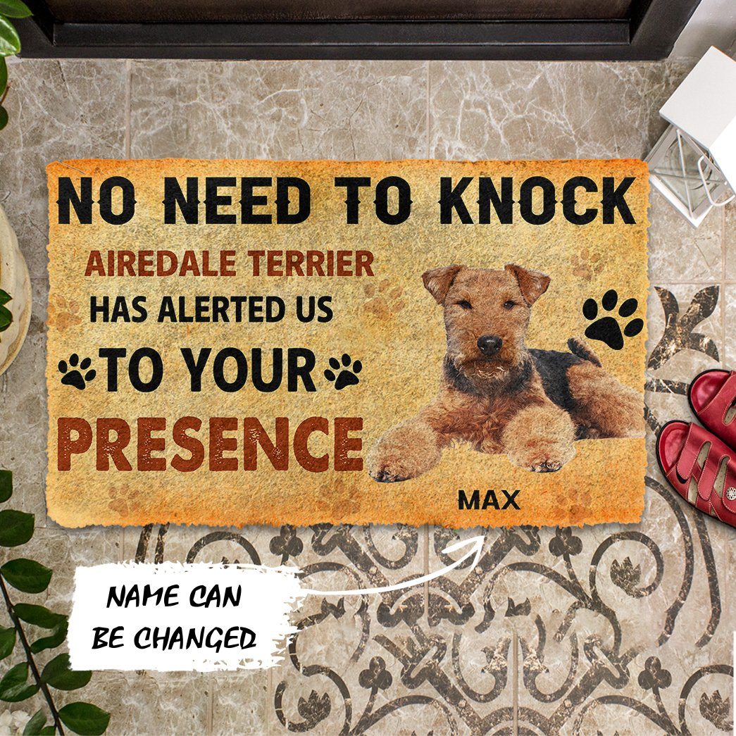 Gearhuman 3D No Need To Knock Airedale Terrier Dog Custom Name Doormat GV28013 Doormat