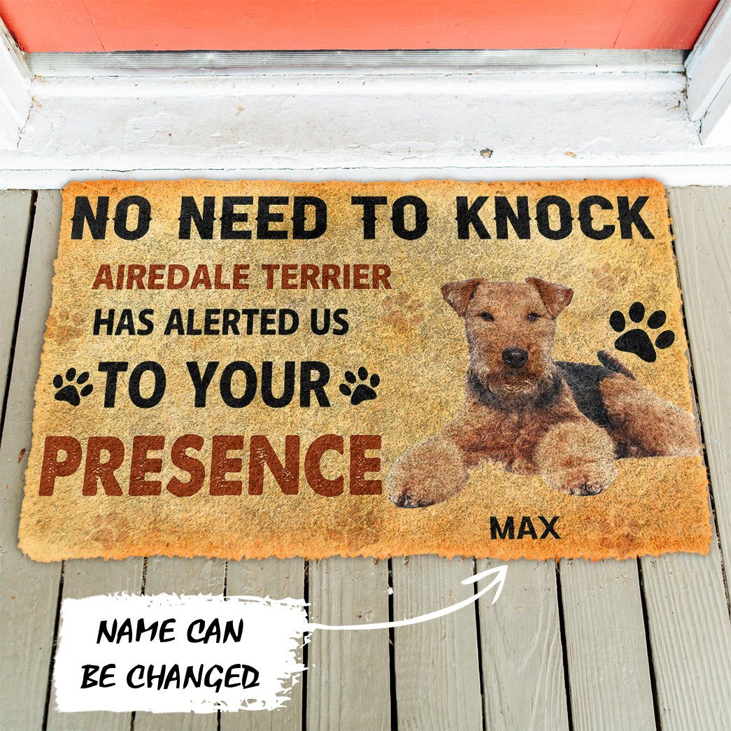 Gearhuman 3D No Need To Knock Airedale Terrier Dog Custom Name Doormat GV28013 Doormat