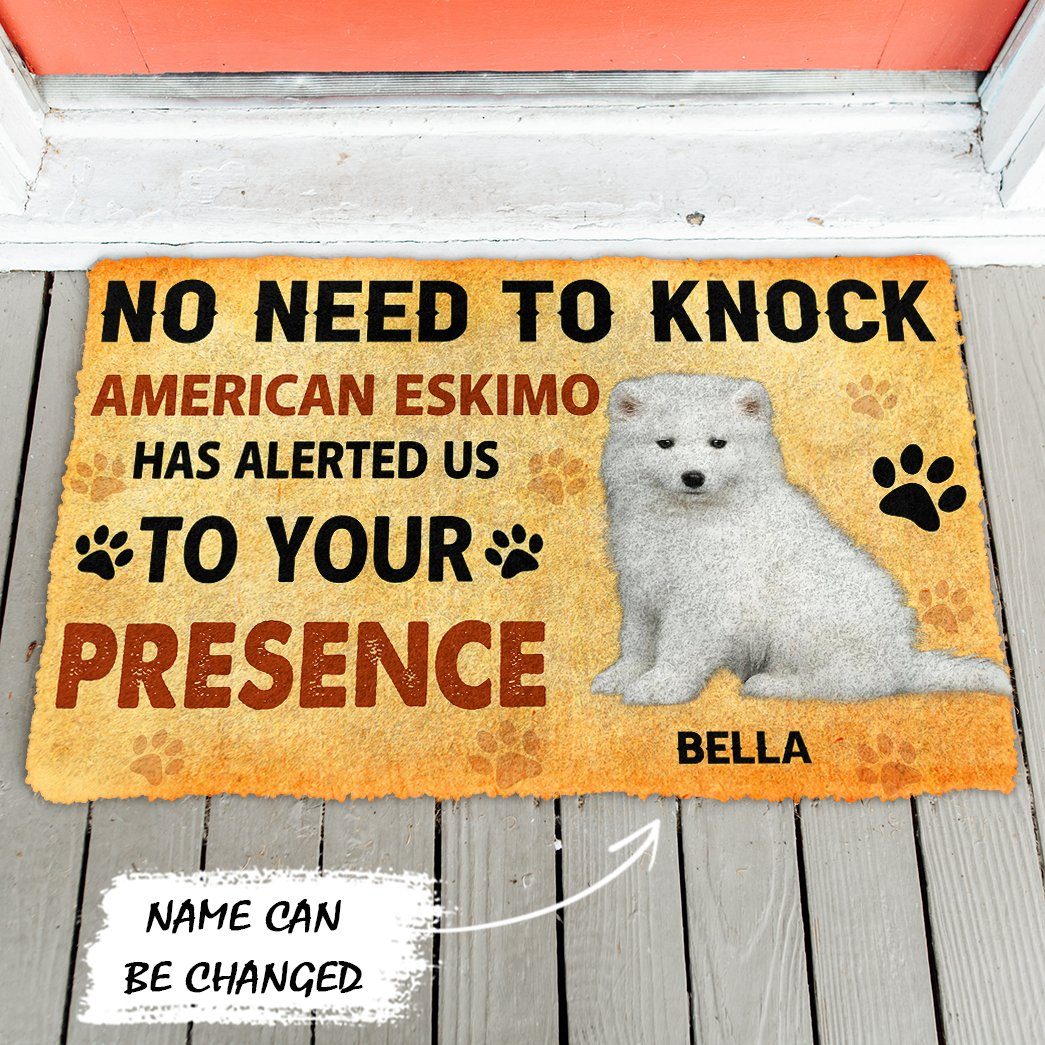 Gearhuman 3D No Need To Knock American Eskimo Dog Custom Name Doormat GV26018 Doormat