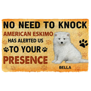 Gearhuman 3D No Need To Knock American Eskimo Dog Custom Name Doormat GV26018 Doormat Doormat S(15,8''x23,6'')