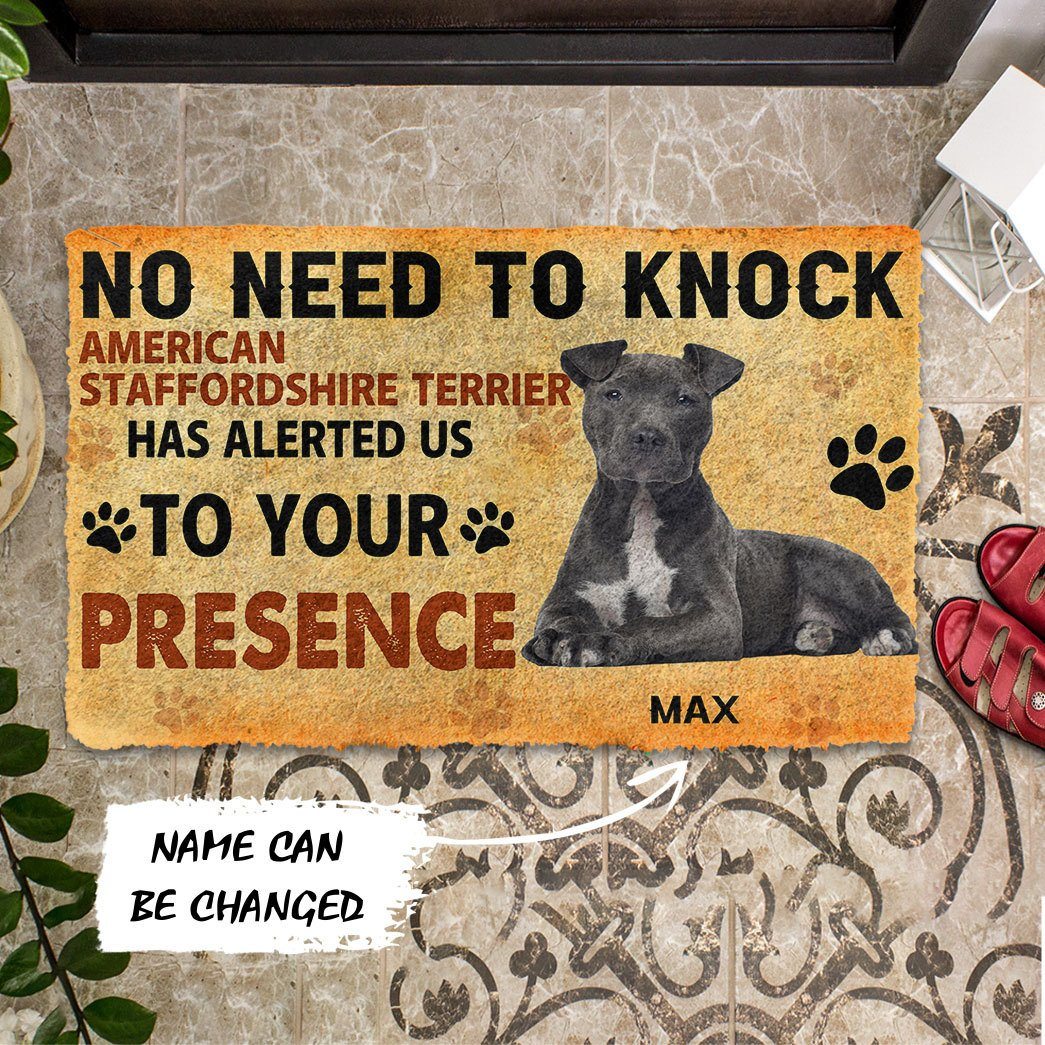 Gearhuman 3D No Need To Knock American Staffordshire Terrier Dog Custom Name Doormat GV270119 Doormat