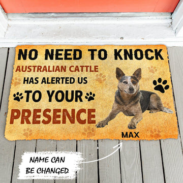 Gearhumans 3D No Need To Knock Australian Cattle Dog Custom Name Doormat